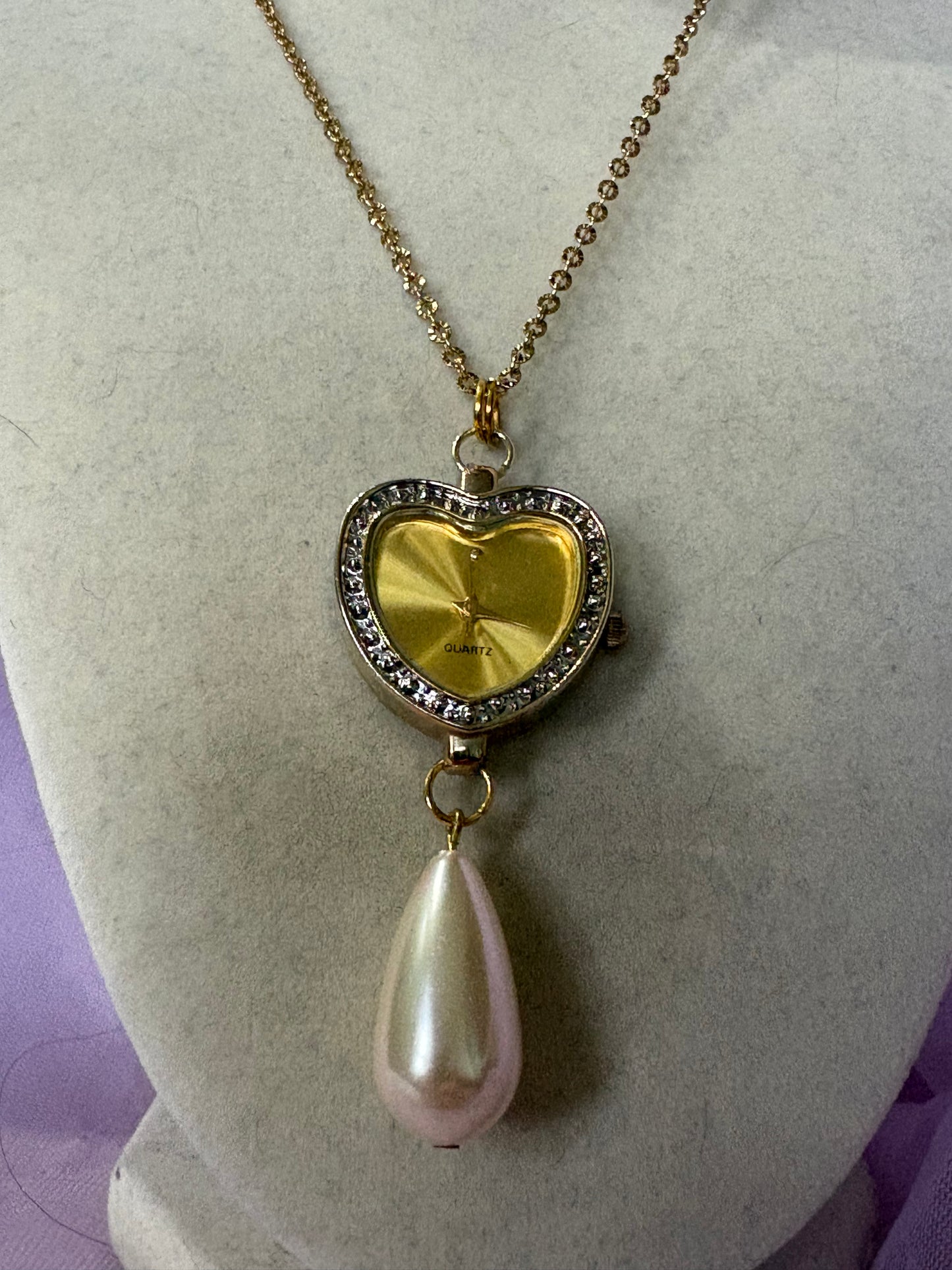 Golden Heart Watch Necklace