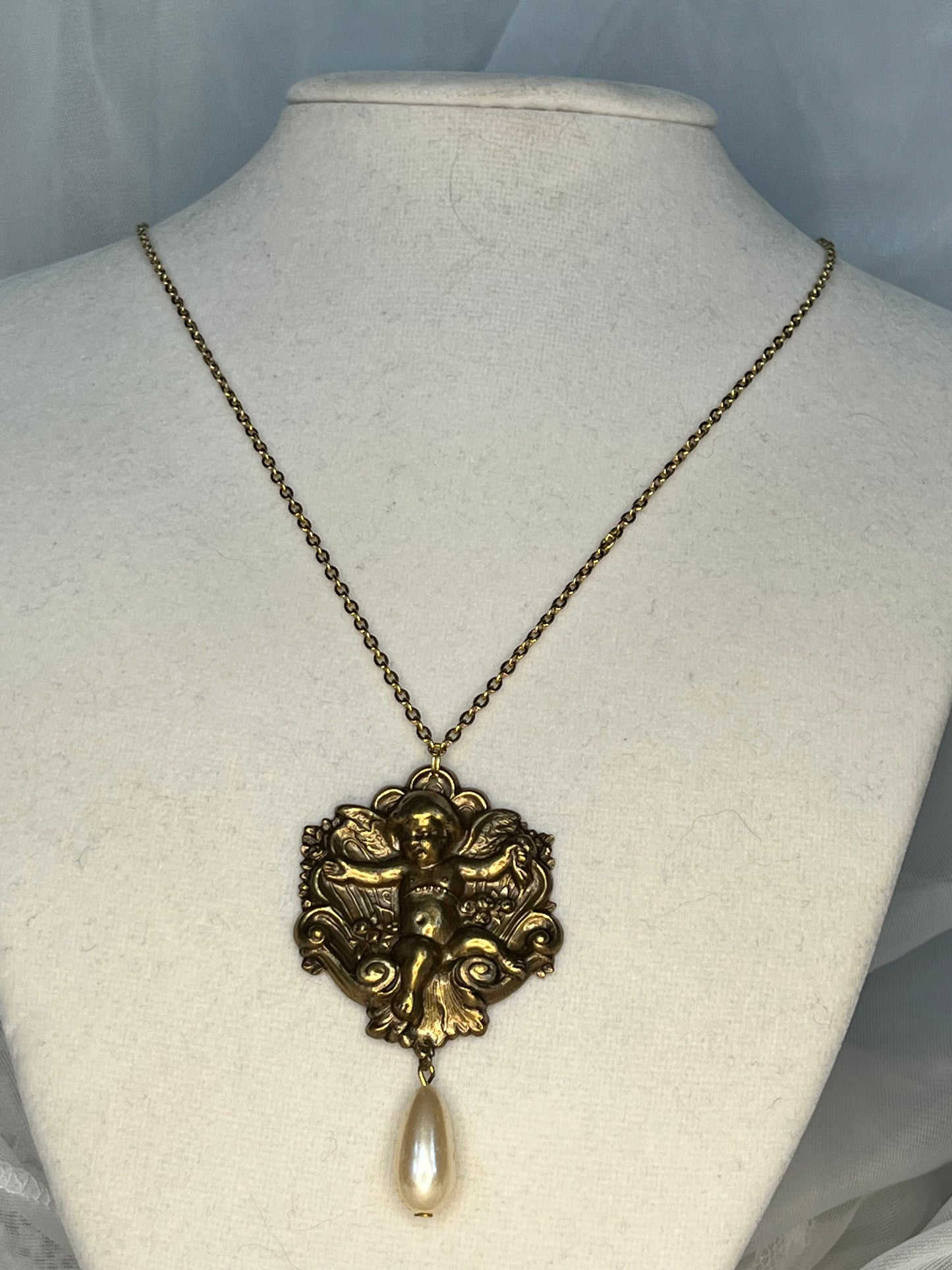 Flower Cherub Necklace