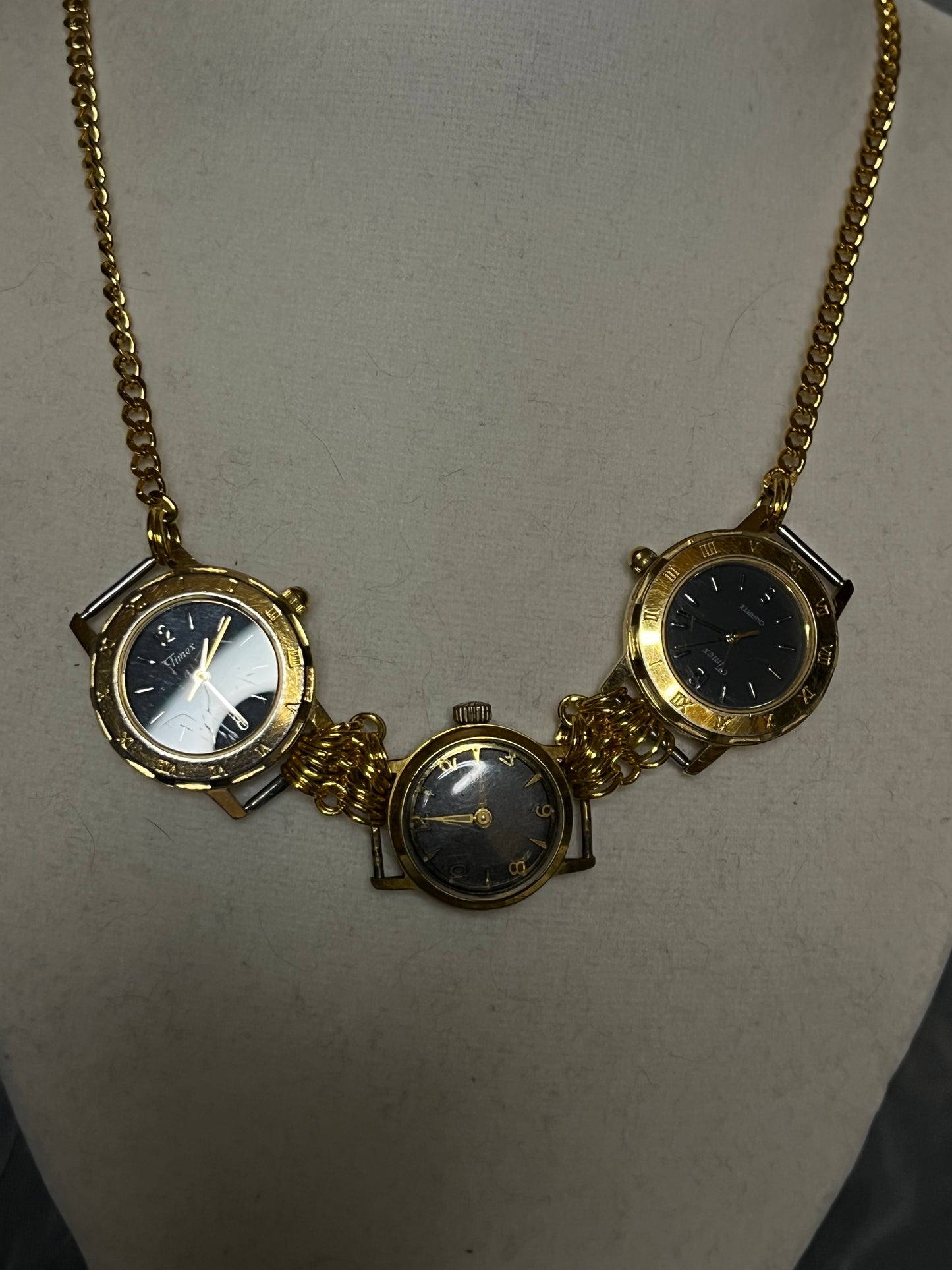 Black & Gold Multiple Watch Necklace