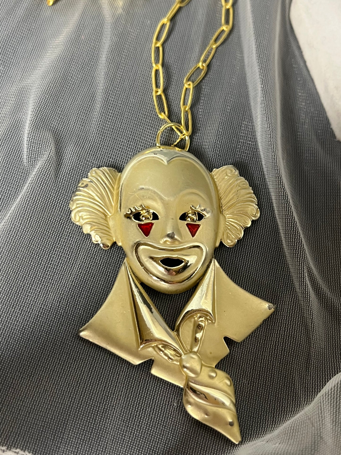 Matte Gold Clown Necklace