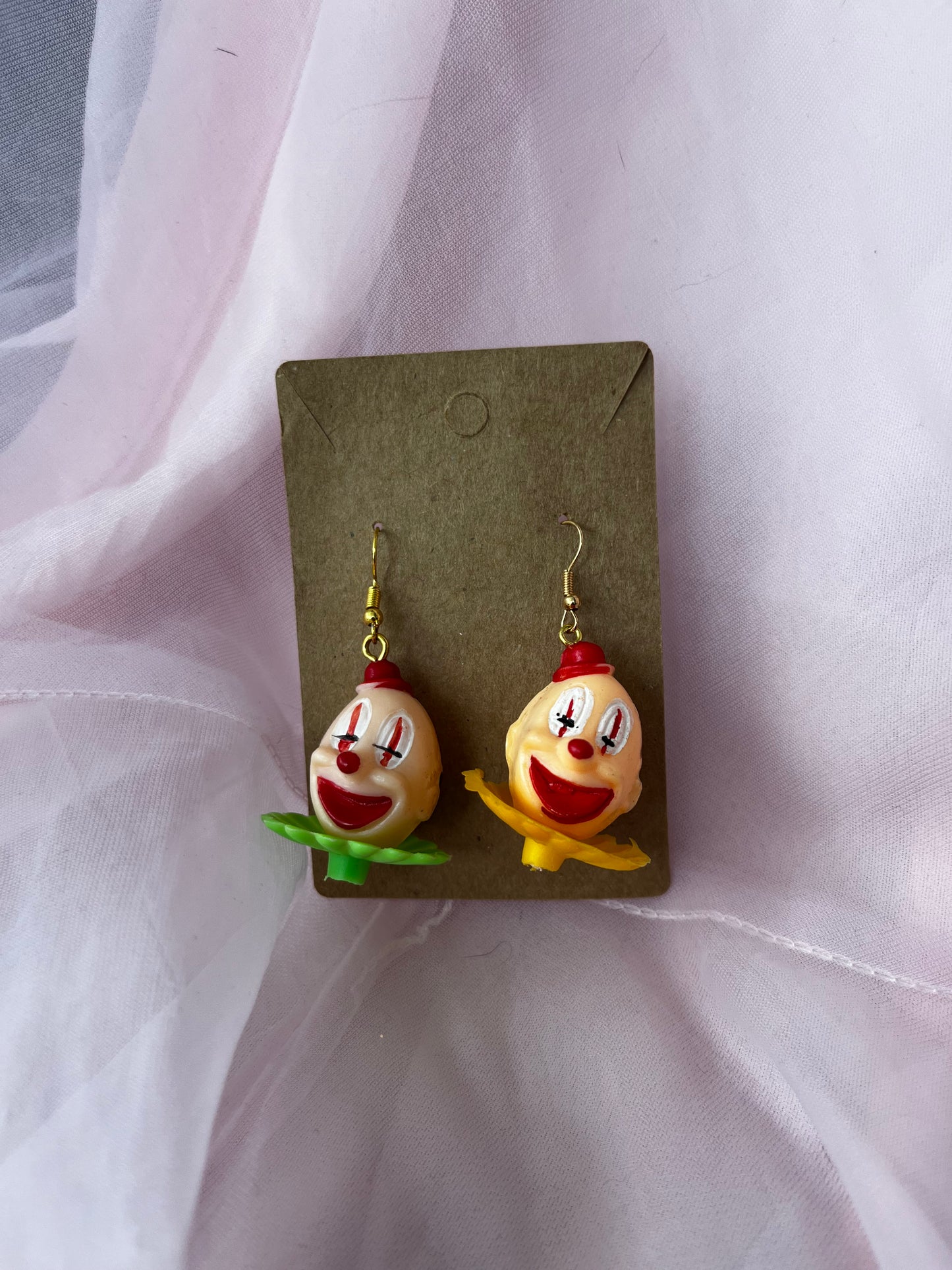 Green and Yellow Clown Earrings