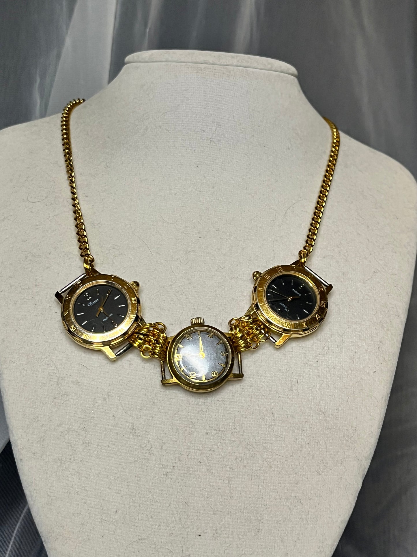 Black & Gold Multiple Watch Necklace