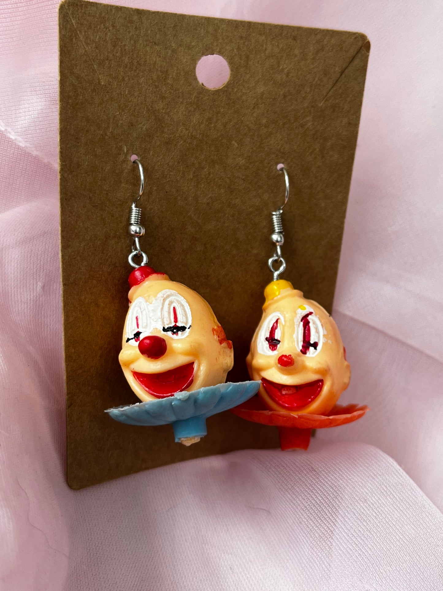 Red and Blue Clown Earrings