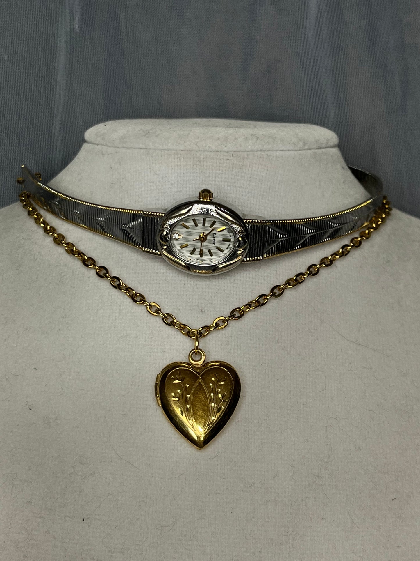 Heart Locket Watch Choker