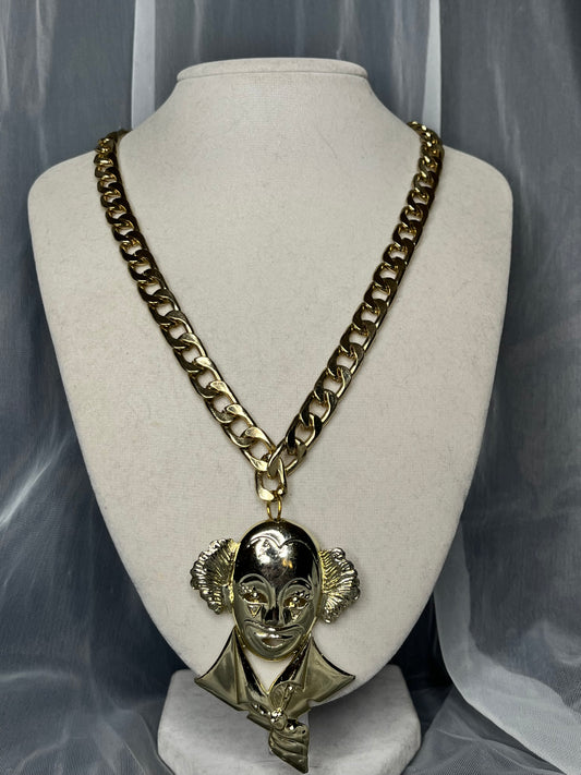 Shiny Gold Clown Necklace