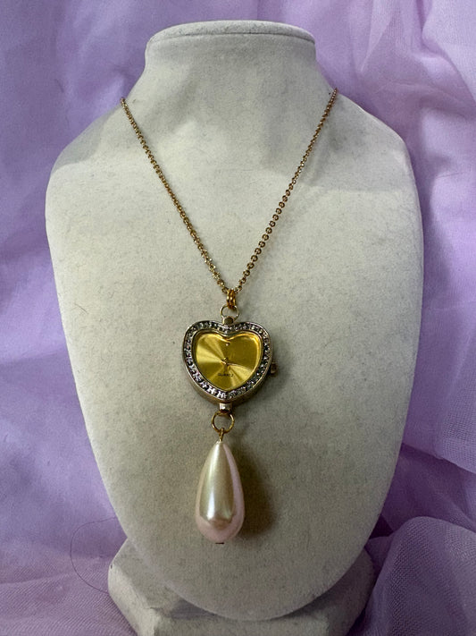 Golden Heart Watch Necklace