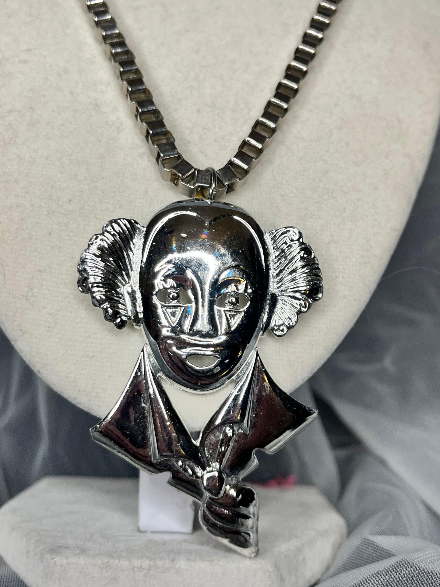 Silver Toned Clown Necklace