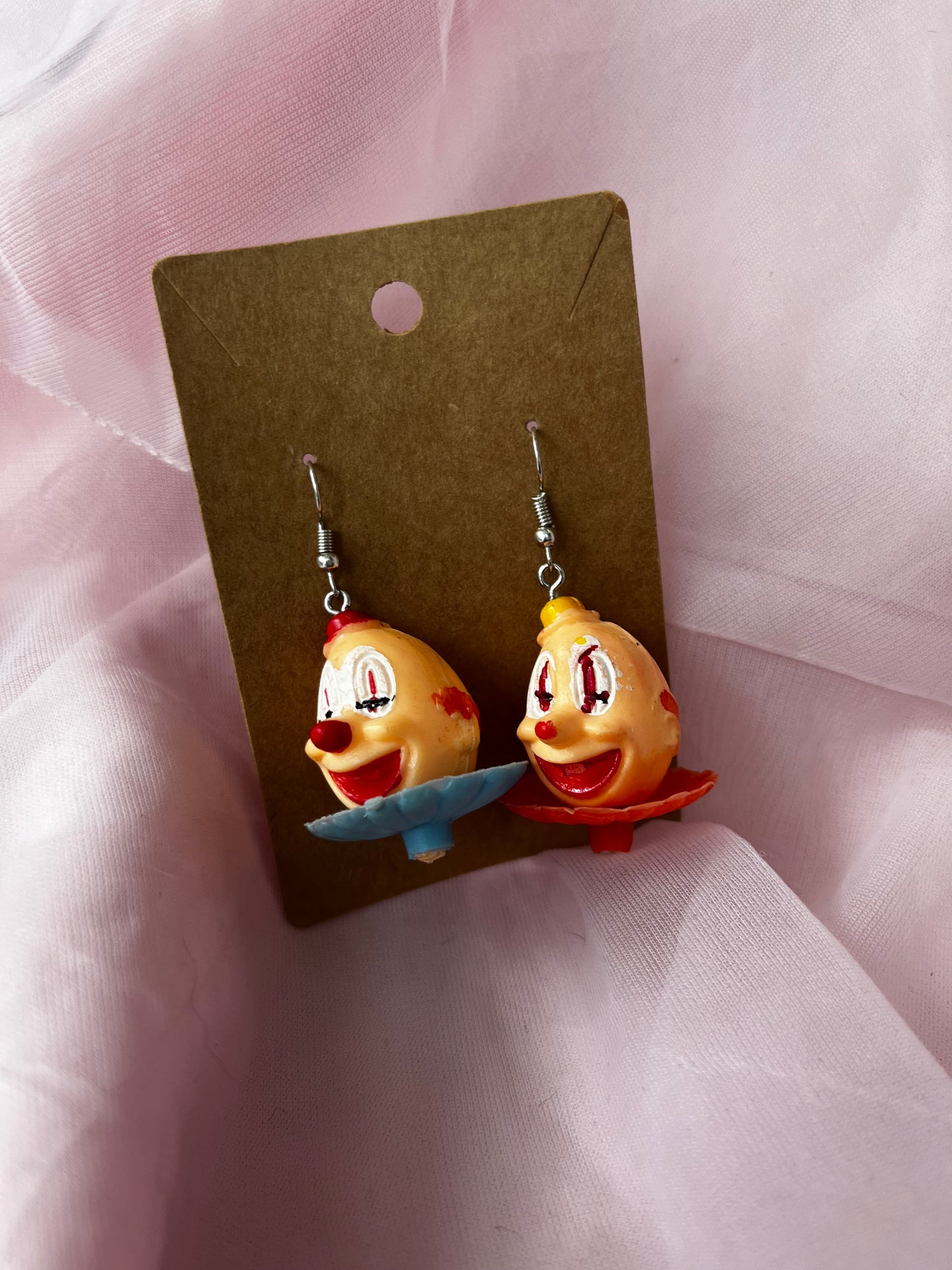 Red and Blue Clown Earrings