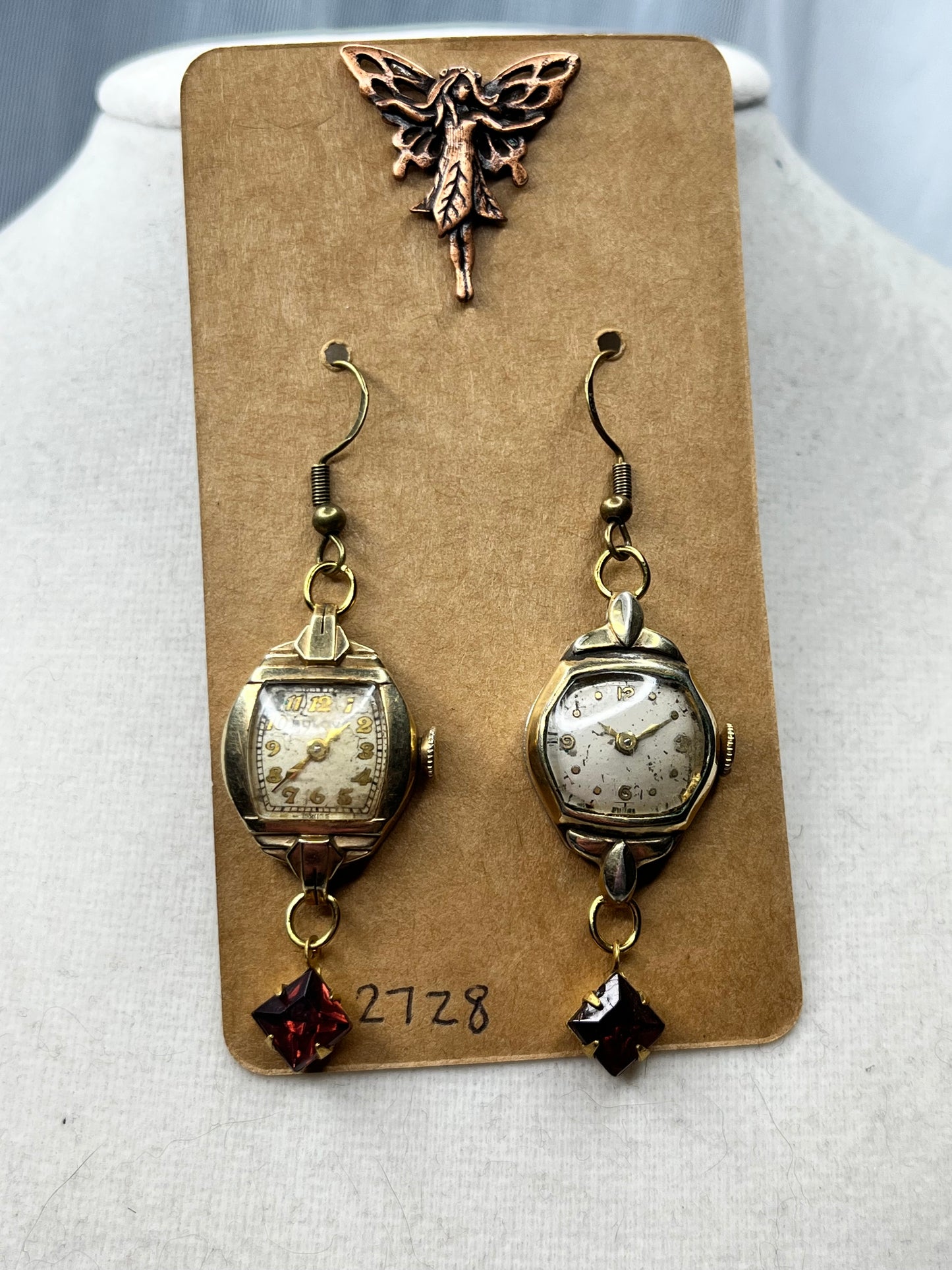 Vintage Gold Plated Watch Earrings