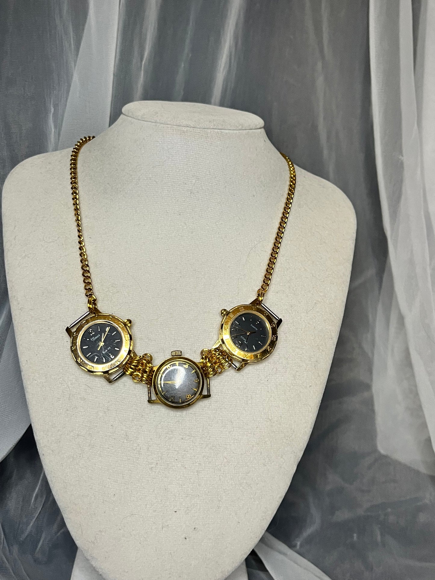 Black & Gold Multiple Watch Necklace