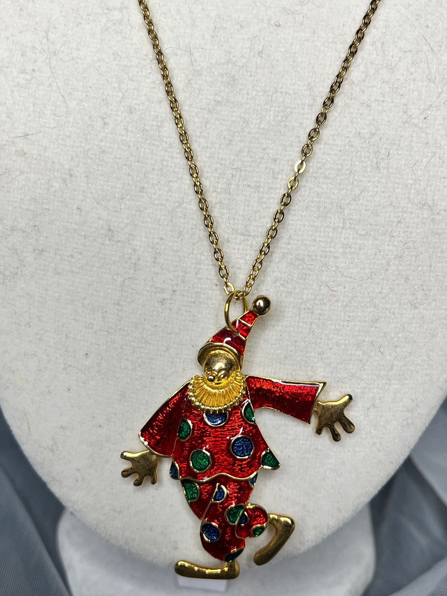 Red Dancing Clown Necklace