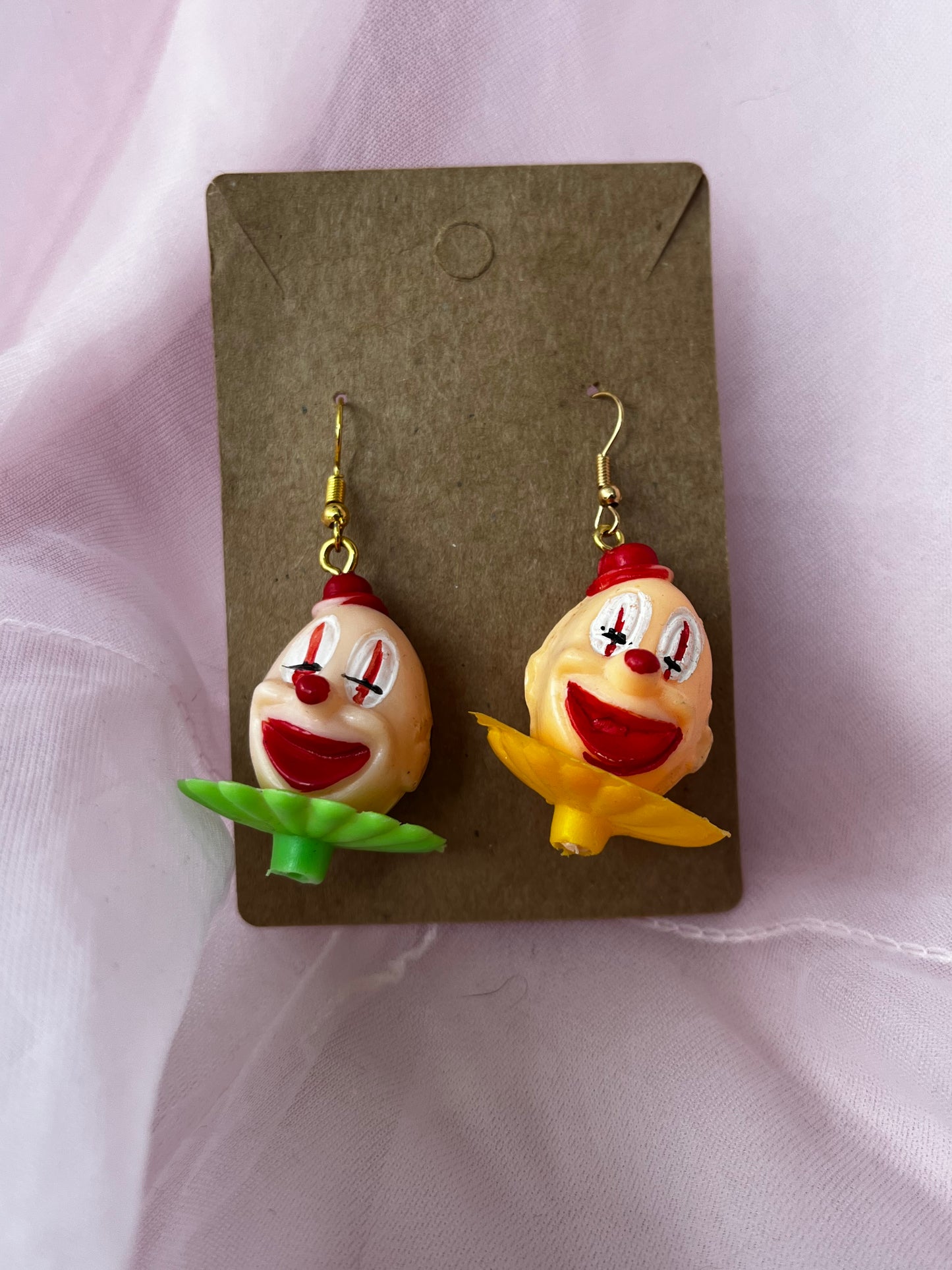 Green and Yellow Clown Earrings