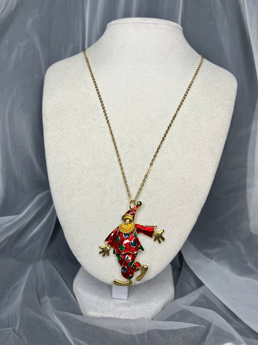 Red Dancing Clown Necklace