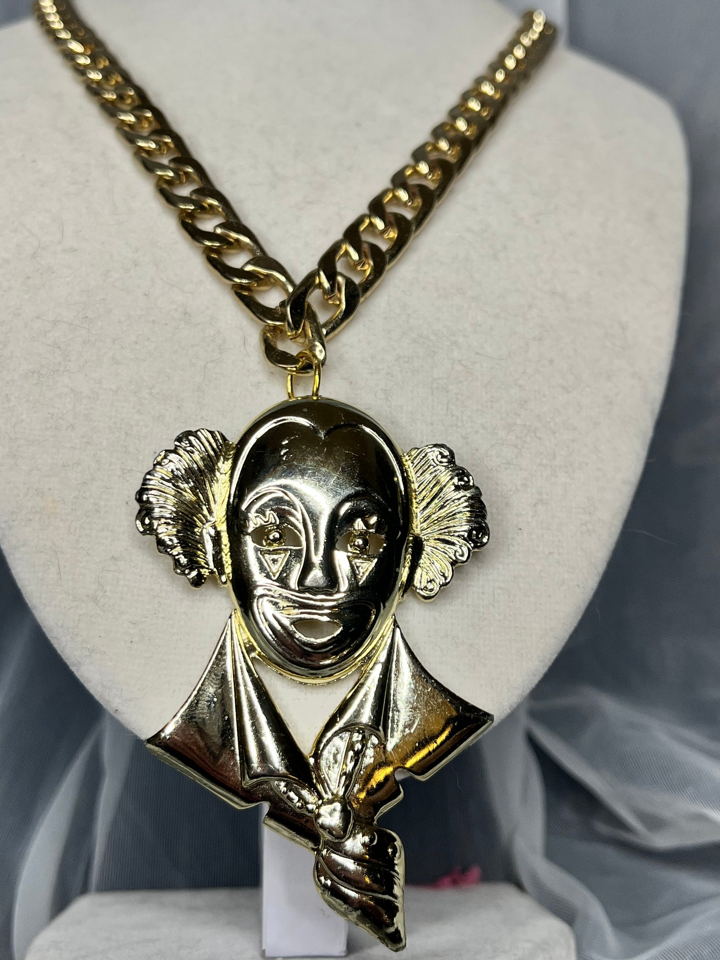 Shiny Gold Clown Necklace